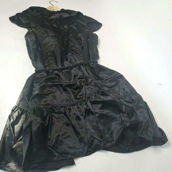 Women's Size Large Mini Ruffled Wrap Dress Black New - Picture 6 of 10